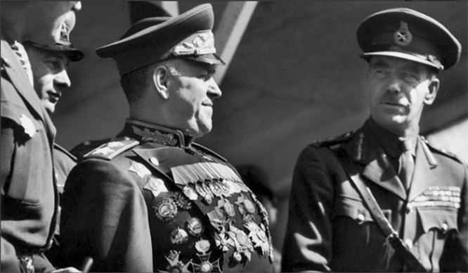 Г. К. Жуков на параде 7 сентября 1945 года в Берлине