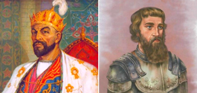 Тамерлан (слева) и Великий князь Василий Димитриевич