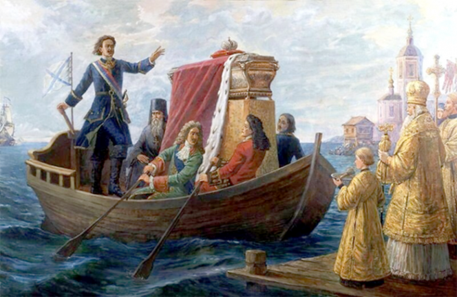 Ф. А. Москвитин. Перемещение мощей святого князя Александра Невского императором Петром I в Петербург