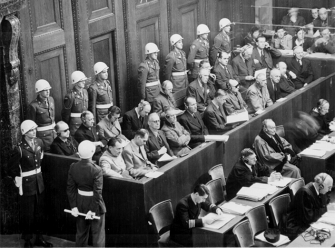 Главные нацистские преступники на Нюрнбергском процессе.