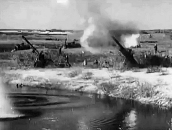 Артподготовка перед наступлением при освобождении Гомеля, ноябрь, 1943 г.