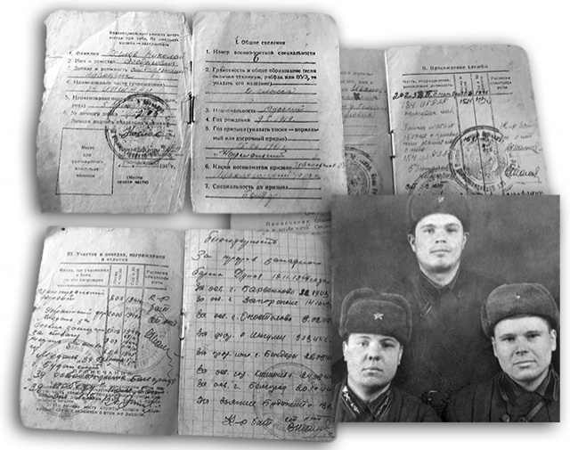 Красноармейская книжка Николая Федоровича Козлова / Николай Козлов с боевыми товарищами